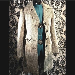 Vintage Black & White Chunky Knit Winter Coat